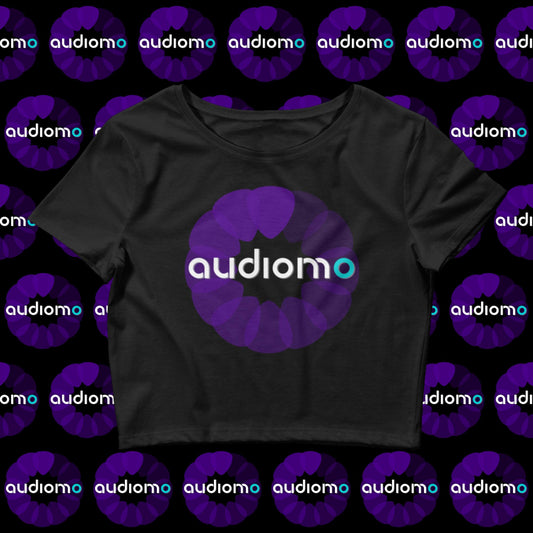 Classic Audiomo Logo Women’s Black Short Sleeve Crop T-Shirt